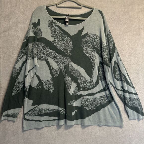 Marla Wynne Knit Top Lightweight Sweater Plus Size 2X Gray Art To Wear Abstract - Picture 1 of 7